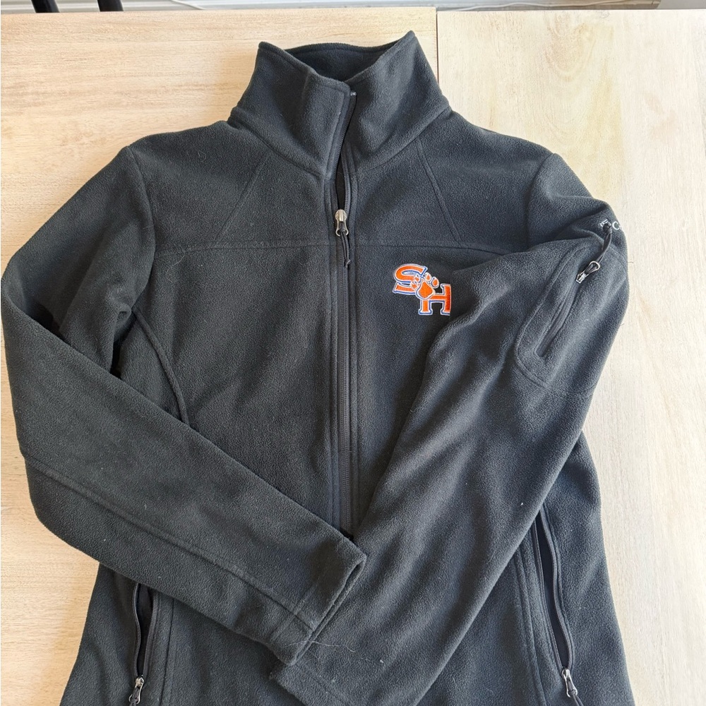 Black Columbia Fleece Zip-Up Jacket with SHSU Logo